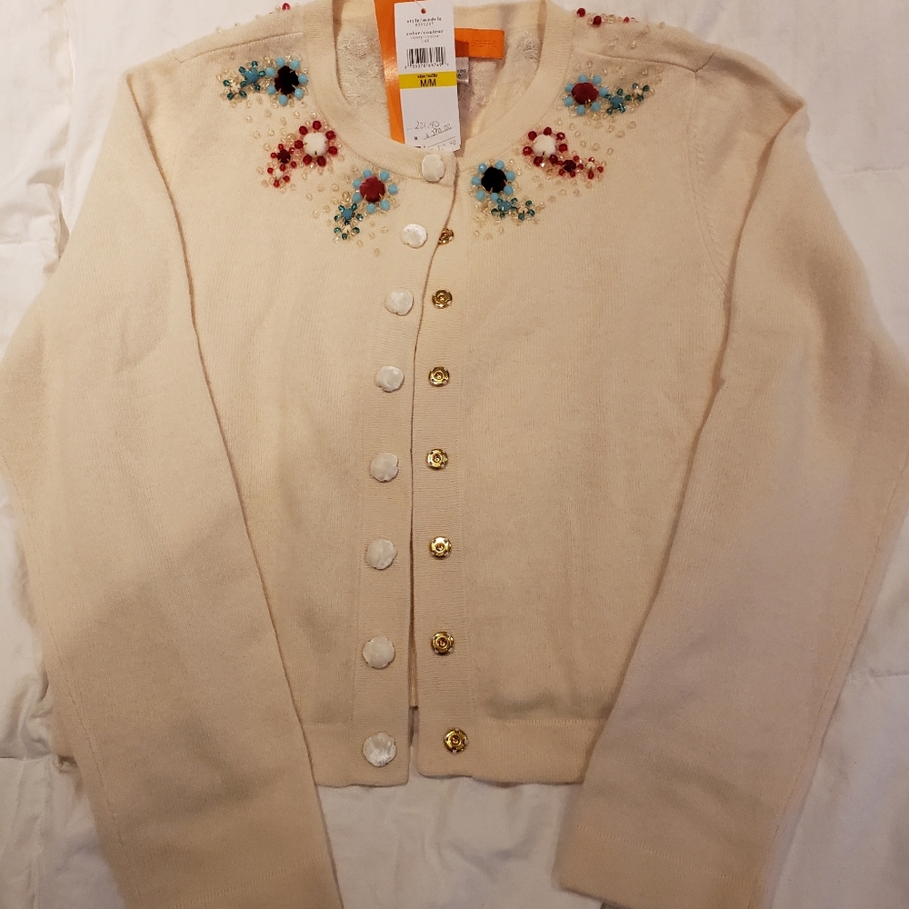 Cynthia Steffe Snap Front Cardigan with Velvet Covered Snaps Never Worn